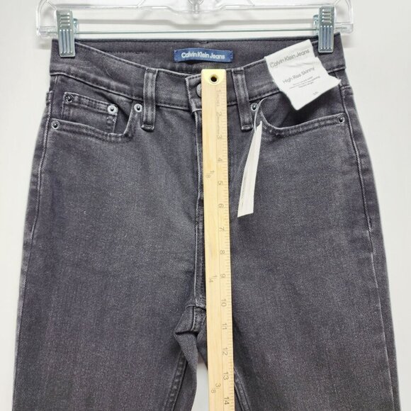 Calvin Klein Womens High Rise Skinny Jeans Black Denim Regular Length Size 25 - Picture 9 of 13